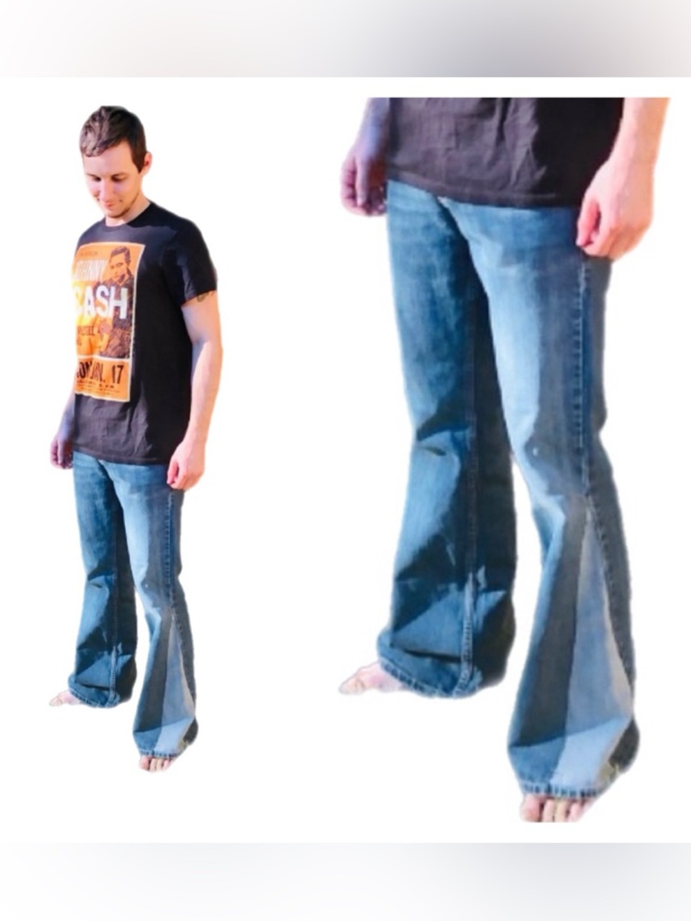 Handmade Bell Bottom Jeans UPCYCLED Jeans Vintage Unisex